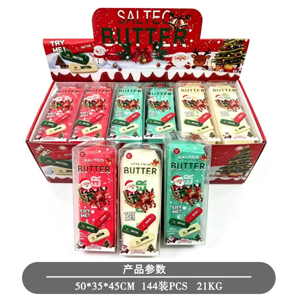Christmas Butter Squishy with retail display packaging